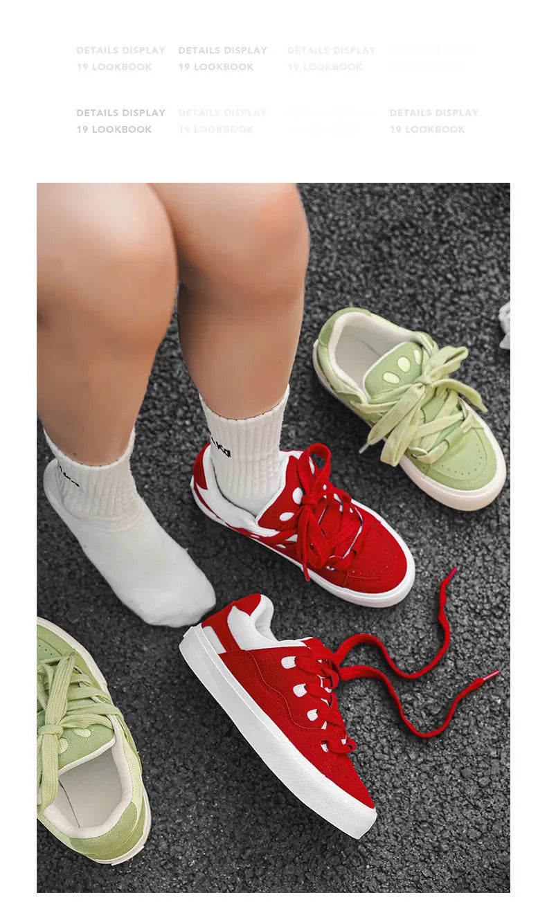 VougeVamp Women's Korean Fashion Canvas Sneakers – Trendy Platform Board Shoes for Casual Wear - VougeVampUK