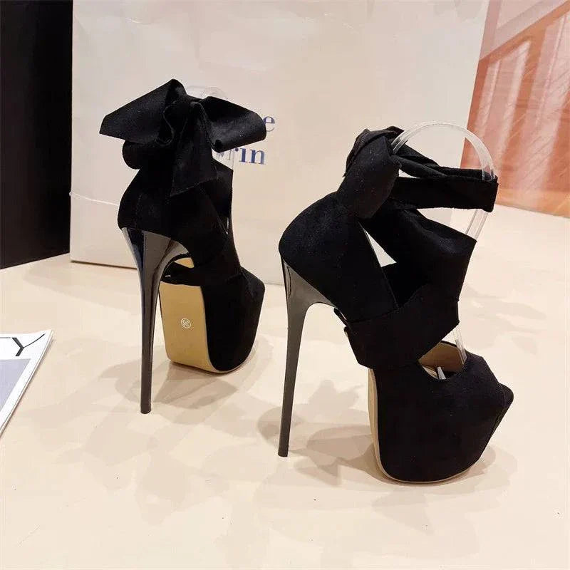 VougeVamp Black Platform Slingback Pumps - Peep Toe High Heel Party Shoes for Women