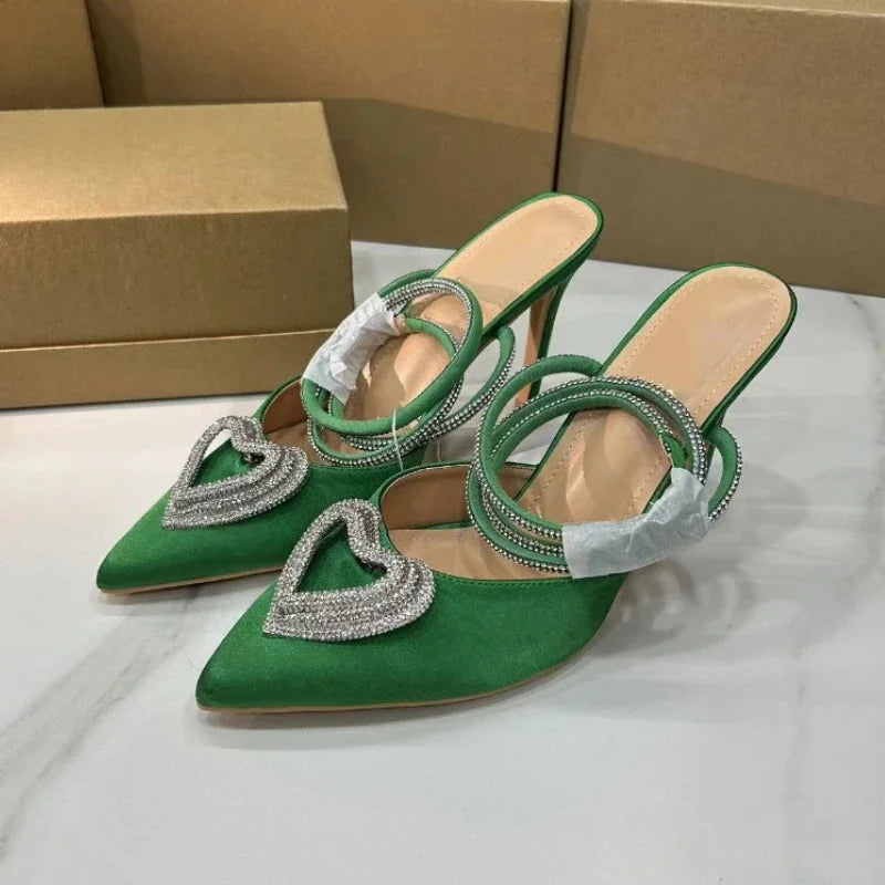 Luxury Bling Party Pumps for Women | Elegant Ankle Strap Slingbacks | Pointed Toe Bridal & Wedding Shoes - VougeVampUK