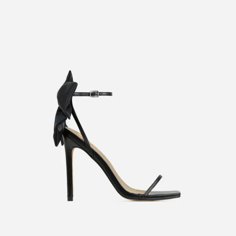 VougeVamp Women's Bow Ankle Strap High Heels – Elegant Open Toe Sandals for Weddings & Parties