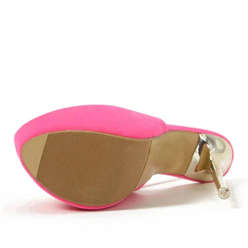 VougeVamp Metal Butterfly Chain Platform Pumps - Round Toe High Heel Wedding Shoes for Women