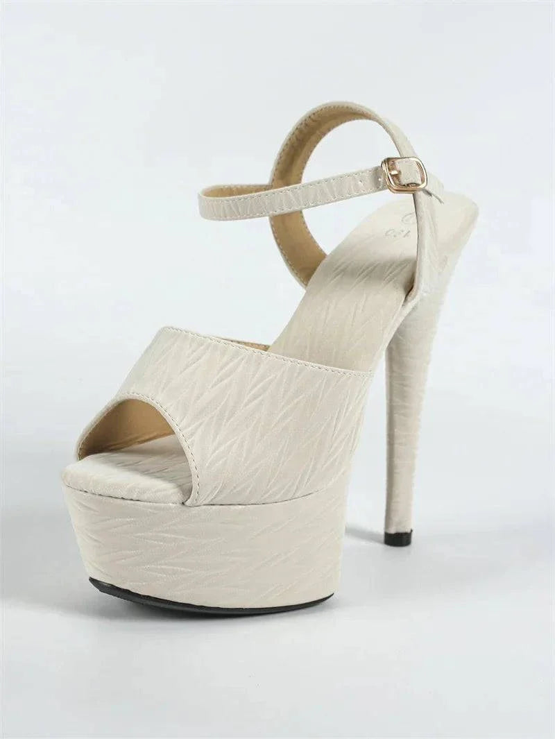 VougeVamp Green Platform High Heel Sandals - Peep Toe Buckle Strap Party Shoes for Women