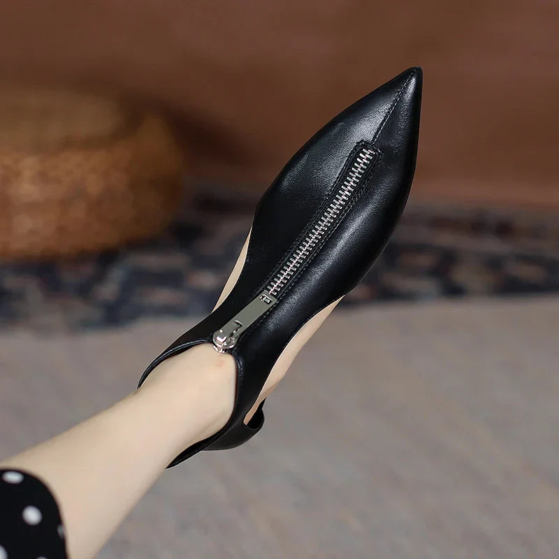 VougeVamp Trendy Leather High Heel Boots – Stylish Zipper Ankle Boots for Spring & Summer Fashion - VougeVampUK