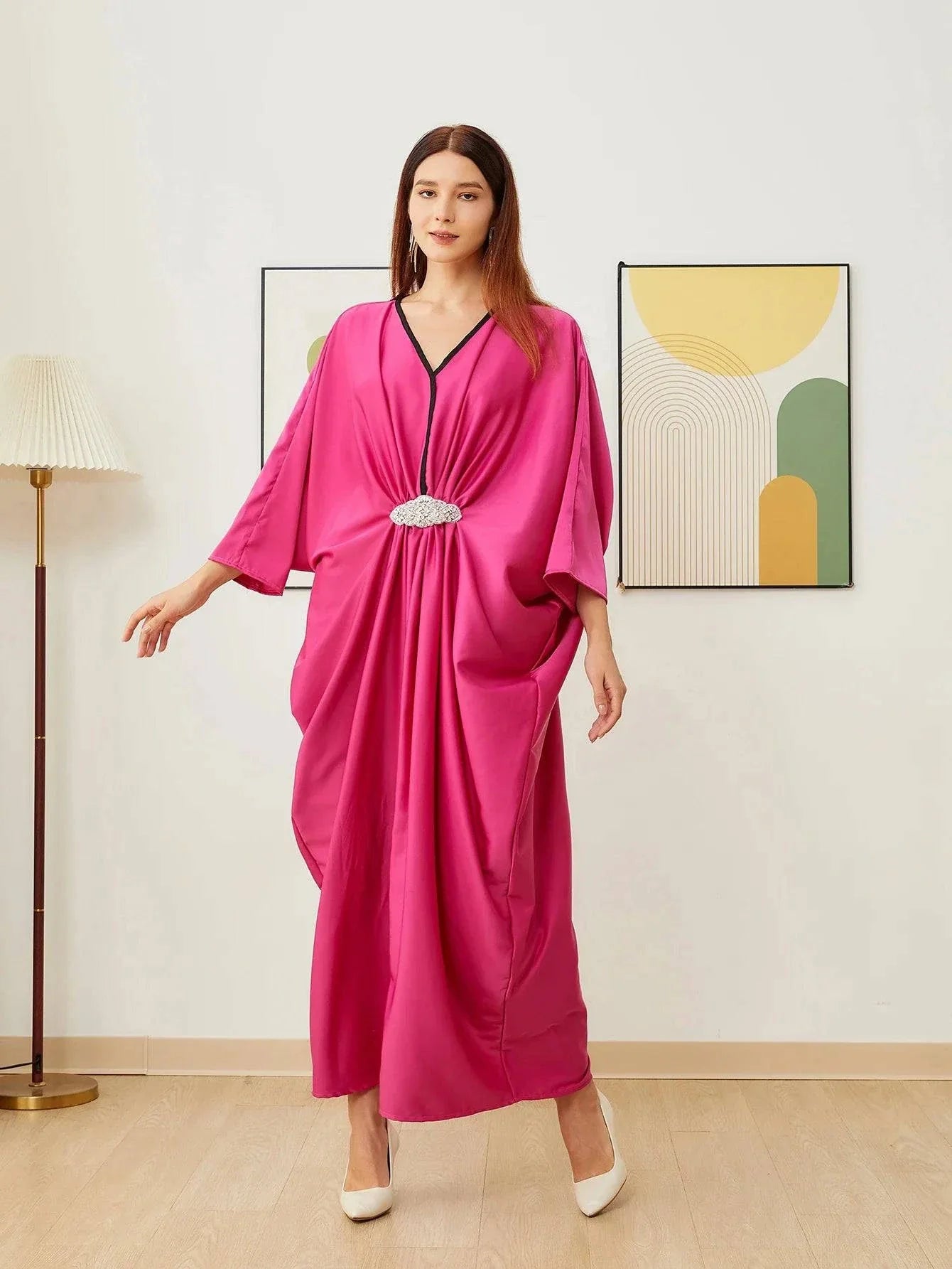 VougeVamp Dubai Arab Islam Abaya - Elegant Muslim Women’s Party Dress Long Sula Robe - VougeVampUK