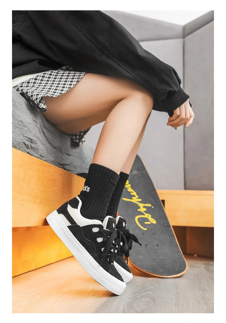 VougeVamp Women's Chunky Platform Sneakers – Trendy Pink Skateboard & Sports Shoes - VougeVampUK