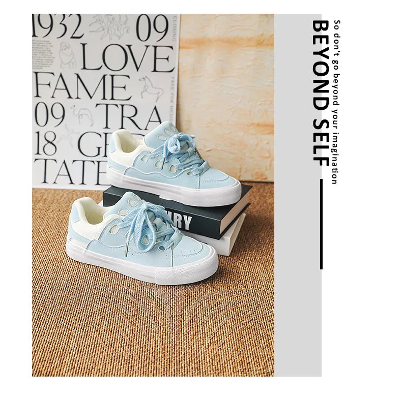 VougeVamp Women's Chunky Platform Sneakers – Trendy Pink Skateboard & Sports Shoes - VougeVampUK