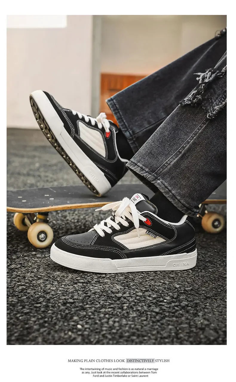 VougeVamp Unisex Fashion Skateboard Shoes – Casual Lace-Up Vulcanized Sports Sneakers - VougeVampUK