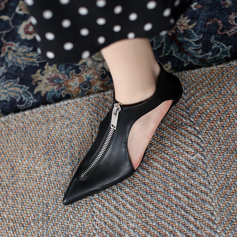 VougeVamp Trendy Leather High Heel Boots – Stylish Zipper Ankle Boots for Spring & Summer Fashion - VougeVampUK