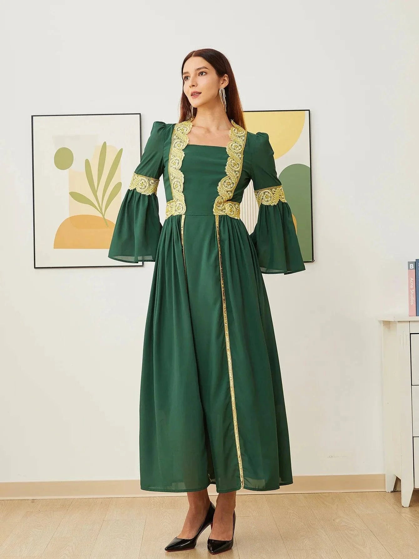 VougeVamp Dubai Arab Islam Abaya - Elegant Women’s Muslim Chiffon Dress with Embroidery - VougeVampUK