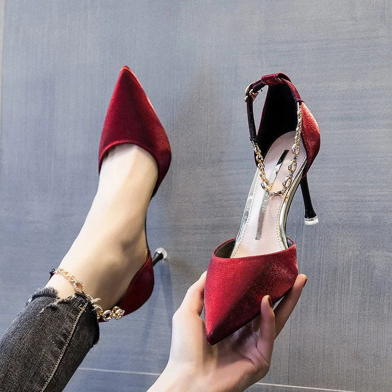 VougeVamp Women's Red Stiletto Heels – Chic & Elegant Sandals for Weddings & Parties - VougeVampUK