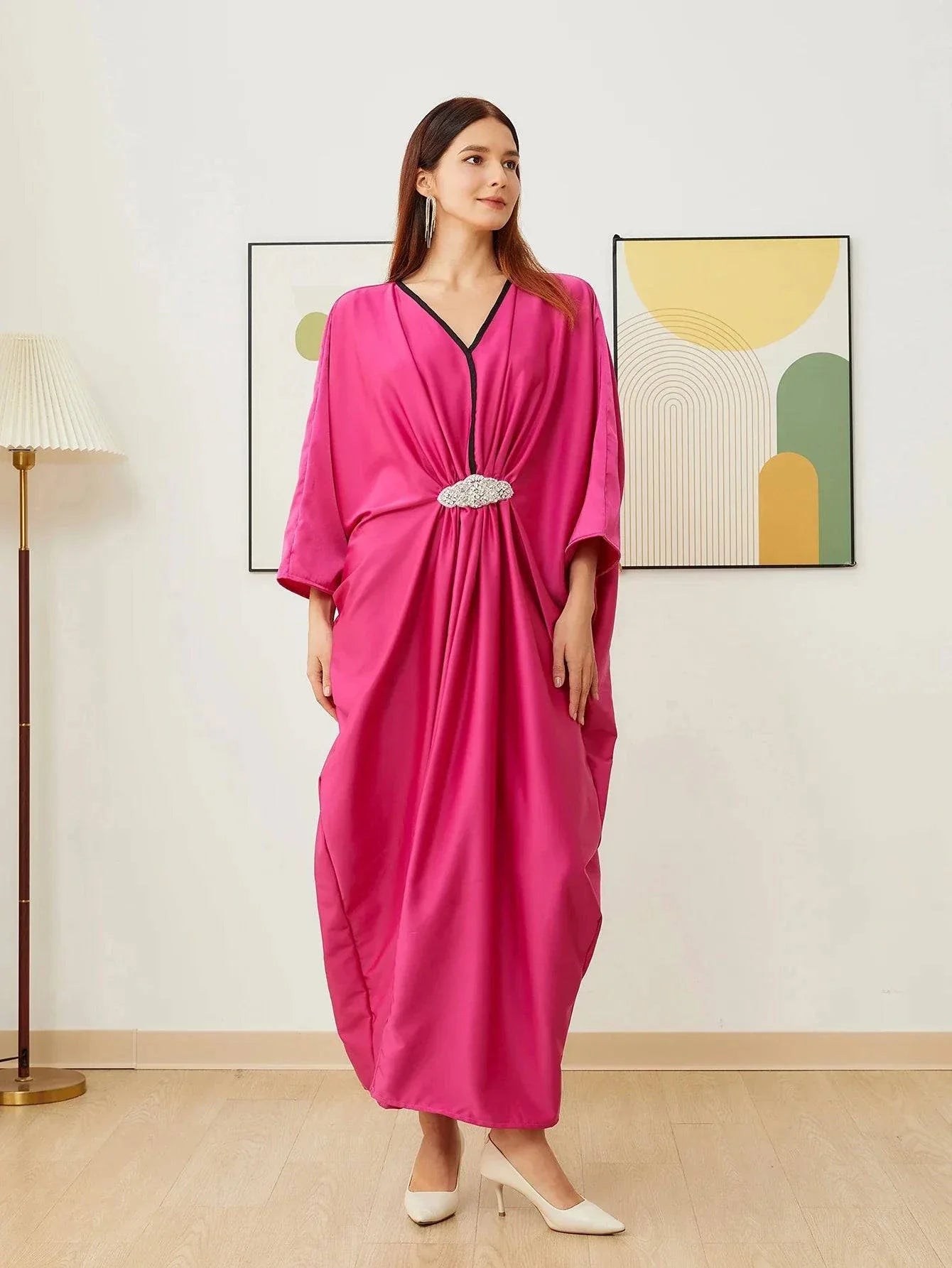 VougeVamp Dubai Arab Islam Abaya - Elegant Muslim Women’s Party Dress Long Sula Robe - VougeVampUK