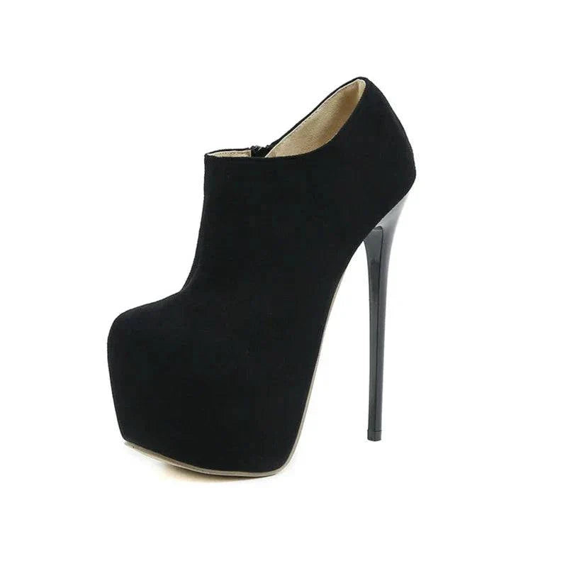 VougeVamp Solid Round Toe Platform Pumps - 16.5CM High Heel Party Shoes for Women