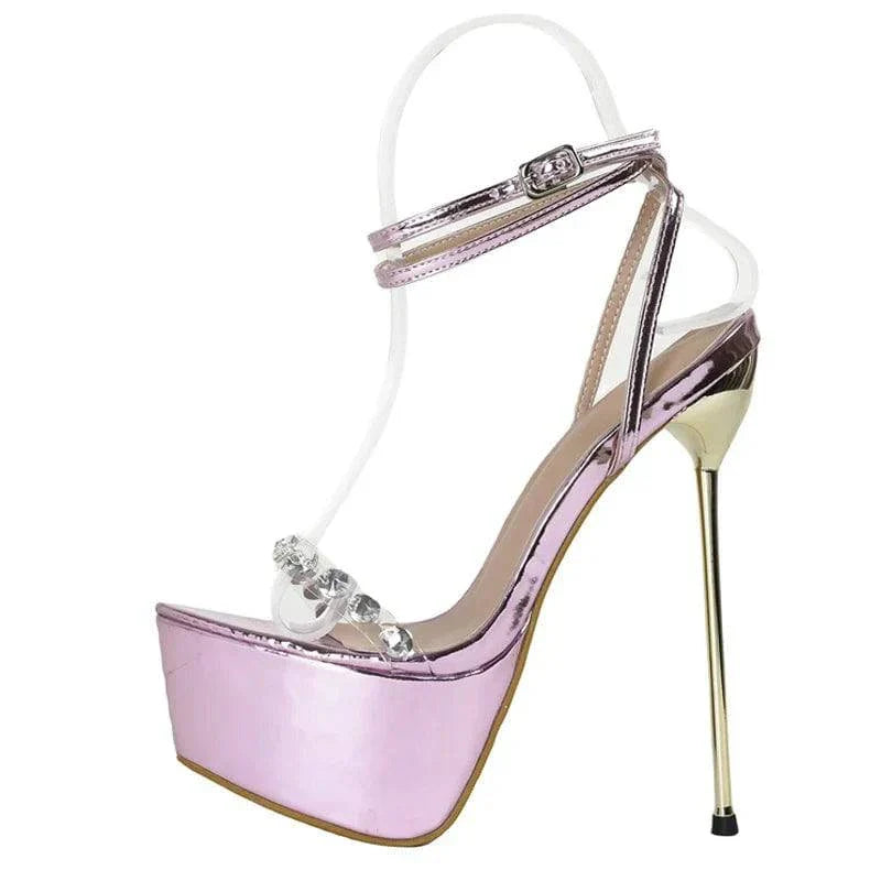 VougeVamp Purple Transparent Platform Sandals - Open Toe High Heel Wedding Shoes for Women