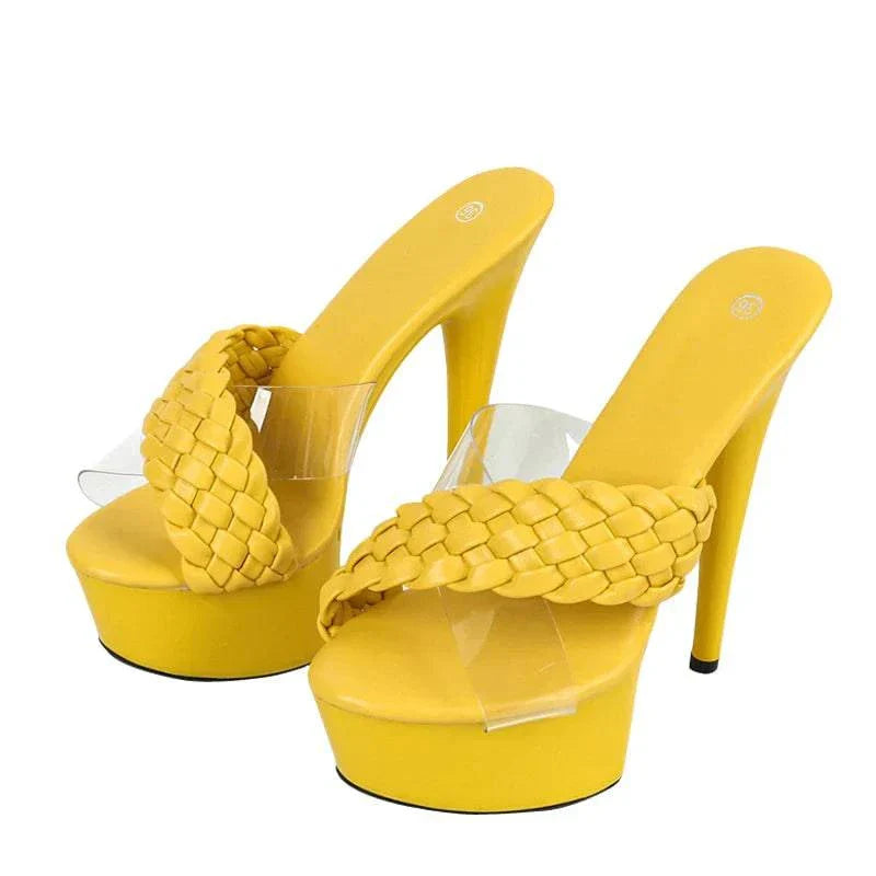 VougeVamp Women’s Open-Toe Platform Slippers – Super High Stiletto Heels for Summer Parties and Events