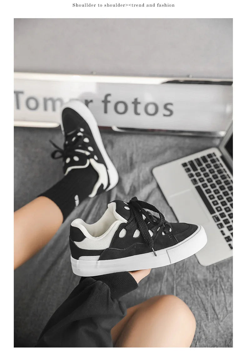 VougeVamp Women's Chunky Platform Sneakers – Trendy Pink Skateboard & Sports Shoes - VougeVampUK