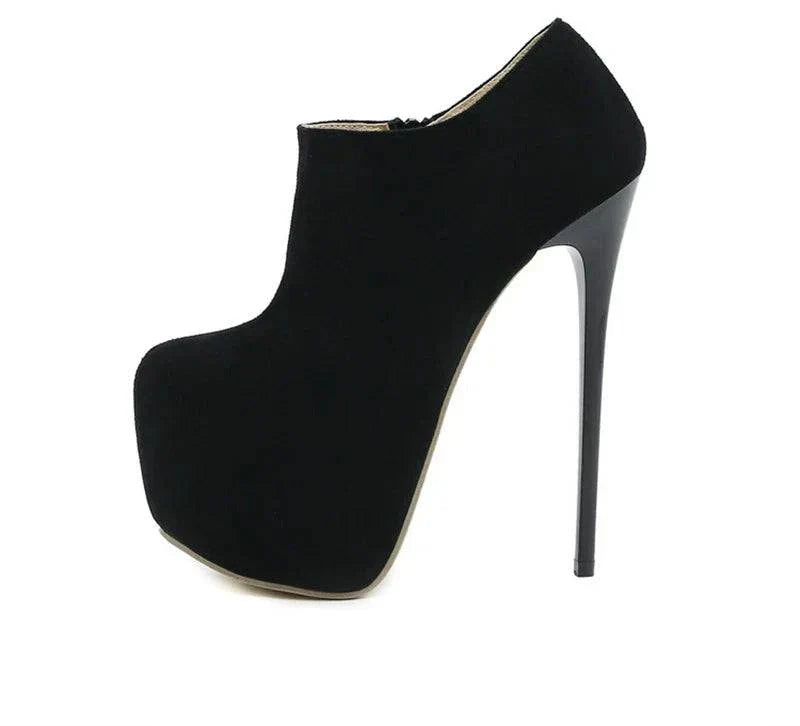 VougeVamp Solid Round Toe Platform Pumps - 16.5CM High Heel Party Shoes for Women