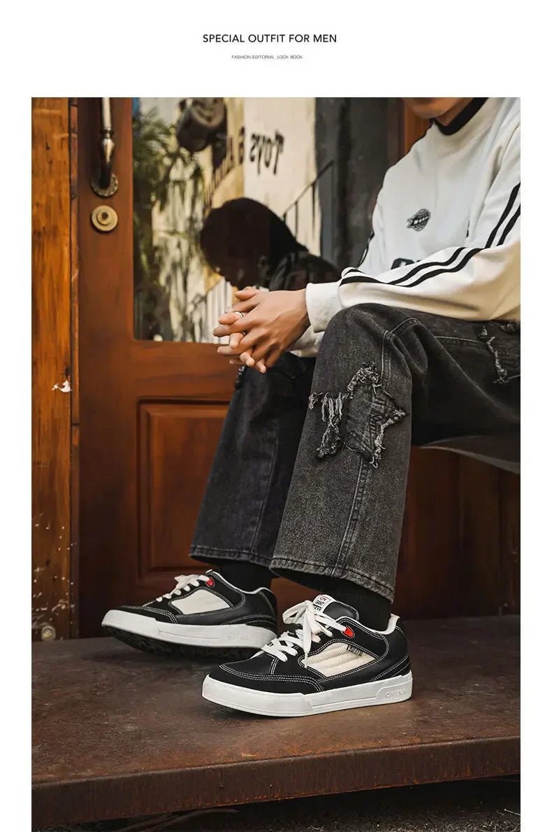 VougeVamp Unisex Fashion Skateboard Shoes – Casual Lace-Up Vulcanized Sports Sneakers - VougeVampUK