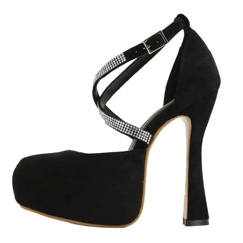 VougeVamp Women’s Rhinestone Ankle Strap Platform Wedges – Sexy Gladiator Sandals for Summer Parties and Events