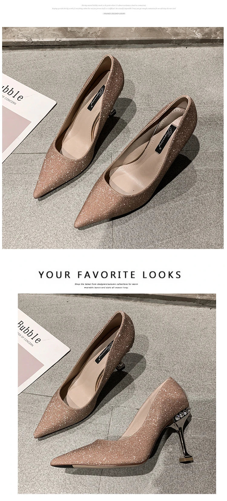 VougeVamp Elegant Stiletto Heels – Nude & Metallic Pointed Toe Dress Shoes with Pearl Detail for Bridal, Party & Special Occasions