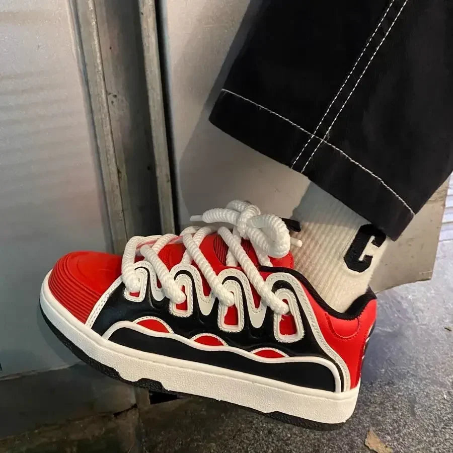 VougeVamp Chunky Retro Sneakers – Plus Size 41 42 Women's Casual Fashion Shoes with Thick Sole - VougeVampUK