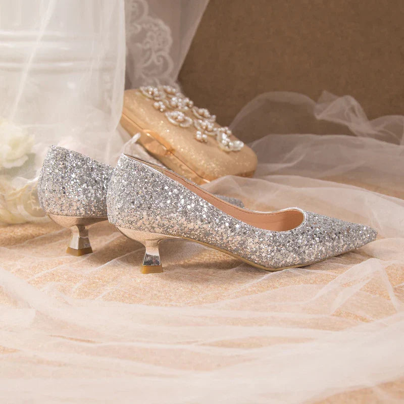 Crystal Gold Wedding High Heels for Women – Elegant Bridal Bridesmaid Shoes - VougeVampUK