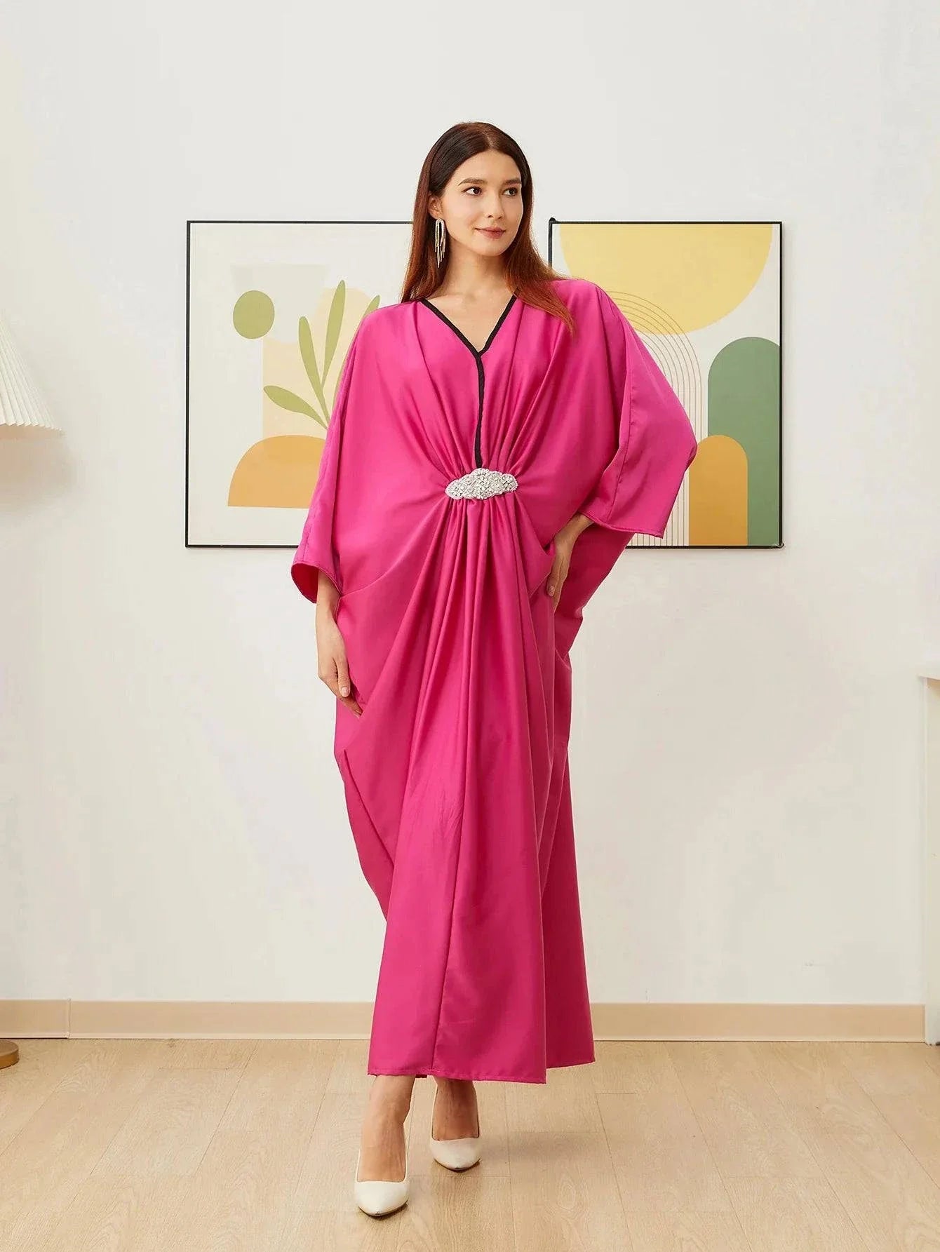 VougeVamp Dubai Arab Islam Abaya - Elegant Muslim Women’s Party Dress Long Sula Robe - VougeVampUK