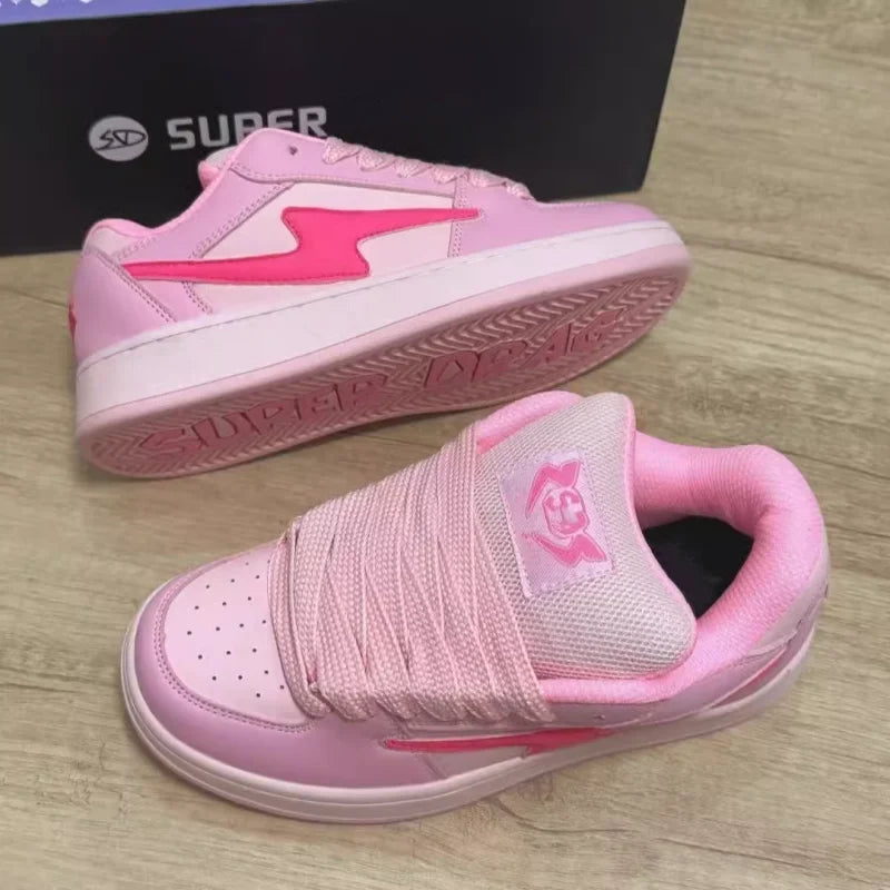 VougeVamp Women's Pink Lightning Sneakers – Trendy Y2K Platform Running Shoes with Thick Heel - VougeVampUK