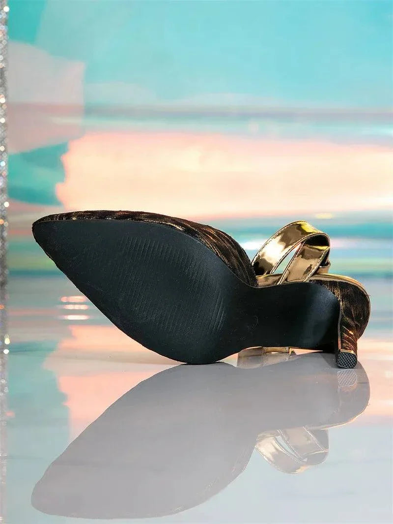 VougeVamp Women’s Leopard Print Pointed Toe Pumps – Sexy Buckle Strap Slingback High Heels for Parties and Events