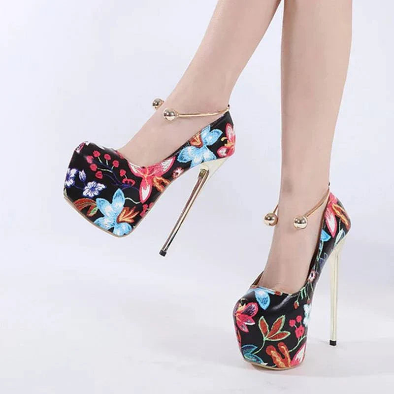 VougeVamp Women’s 16CM Extreme High Heels – Sexy Slingback Platform Pumps with Metal Ankle Strap for Parties and Pole Dancing