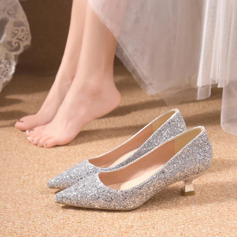 Crystal Gold Wedding High Heels for Women – Elegant Bridal Bridesmaid Shoes - VougeVampUK