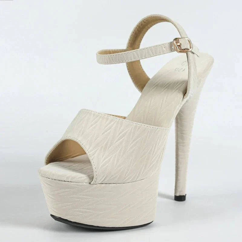 VougeVamp Green Platform High Heel Sandals - Peep Toe Buckle Strap Party Shoes for Women