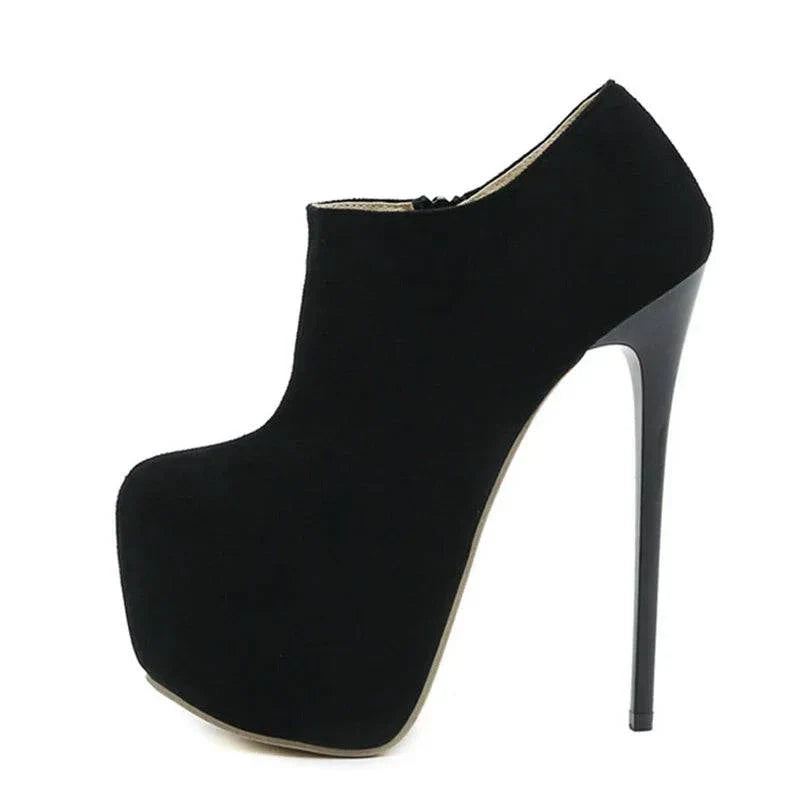 VougeVamp Solid Round Toe Platform Pumps - 16.5CM High Heel Party Shoes for Women