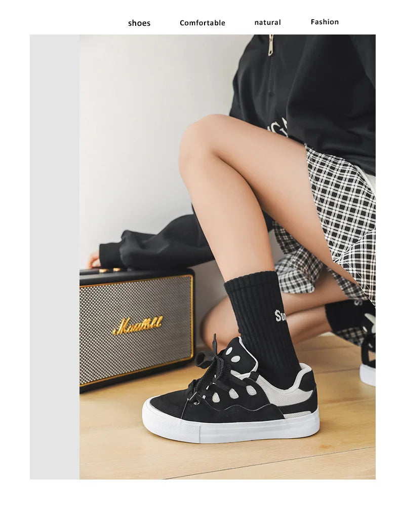 VougeVamp Women's Chunky Platform Sneakers – Trendy Pink Skateboard & Sports Shoes - VougeVampUK