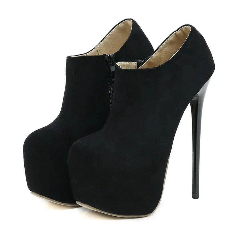 VougeVamp Solid Round Toe Platform Pumps - 16.5CM High Heel Party Shoes for Women