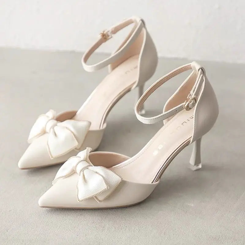 VougeVamp Women's Pointed Toe Butterfly Stiletto Heels – Elegant Medium Heel Bridal & Party Pumps