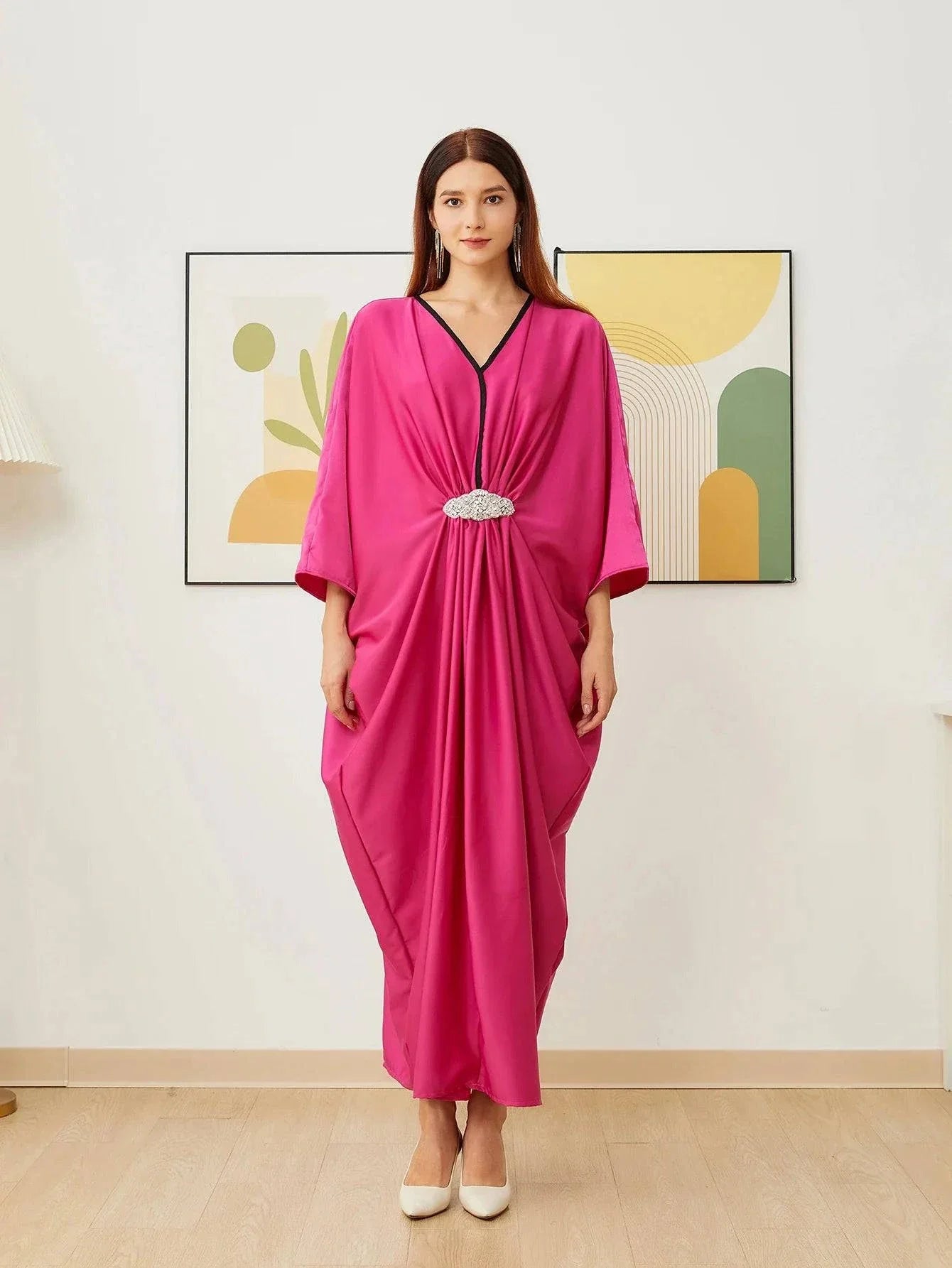 VougeVamp Dubai Arab Islam Abaya - Elegant Muslim Women’s Party Dress Long Sula Robe - VougeVampUK