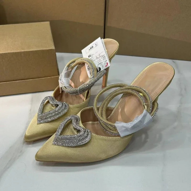 Luxury Bling Party Pumps for Women | Elegant Ankle Strap Slingbacks | Pointed Toe Bridal & Wedding Shoes - VougeVampUK