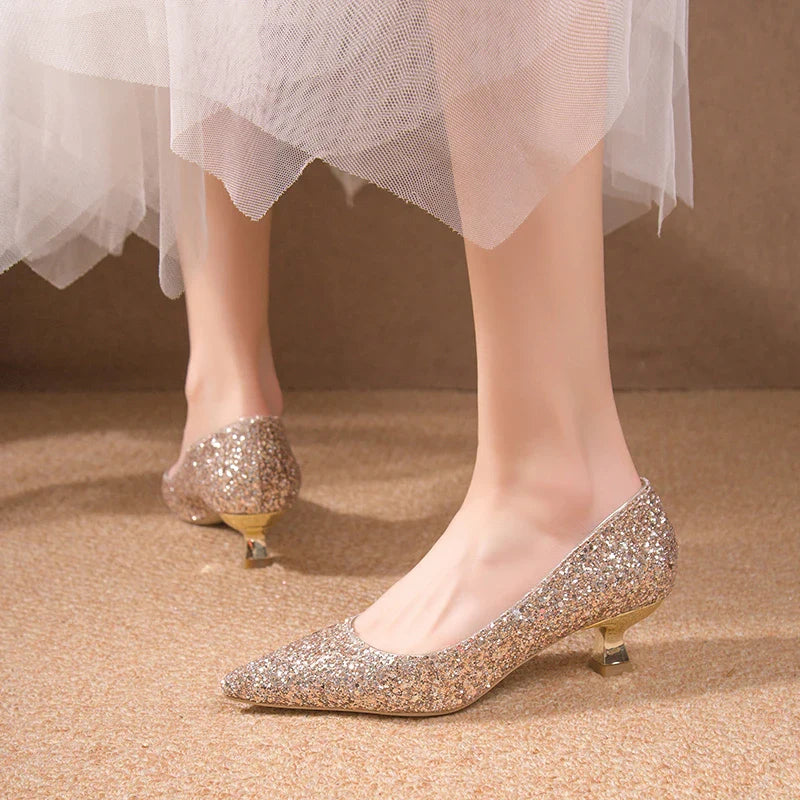 Crystal Gold Wedding High Heels for Women – Elegant Bridal Bridesmaid Shoes - VougeVampUK