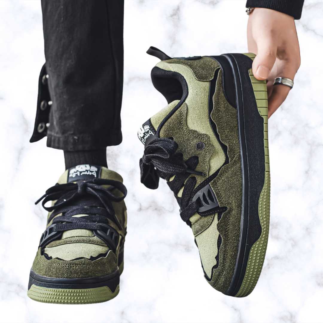 Unisex Breathable Skateboard Sneakers – Army Green Canvas Lace-Up Casual Sports Shoes, Autumn Korean Trend Fashion