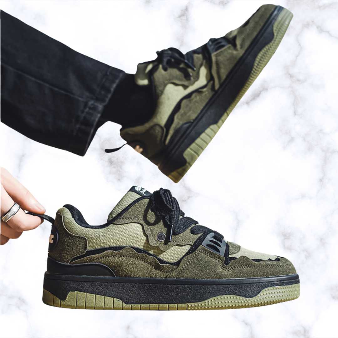 Unisex Breathable Skateboard Sneakers – Army Green Canvas Lace-Up Casual Sports Shoes, Autumn Korean Trend Fashion