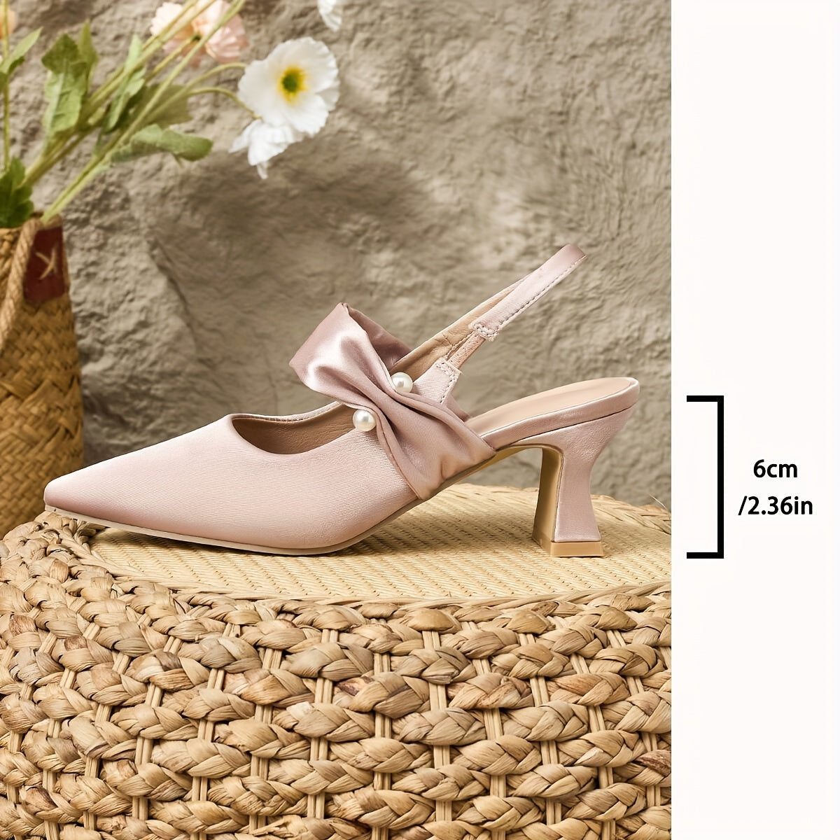 VougeVamp Elegant Mary Jane Heels – Pink Silk Strap, Chic Mid-High Block Heel