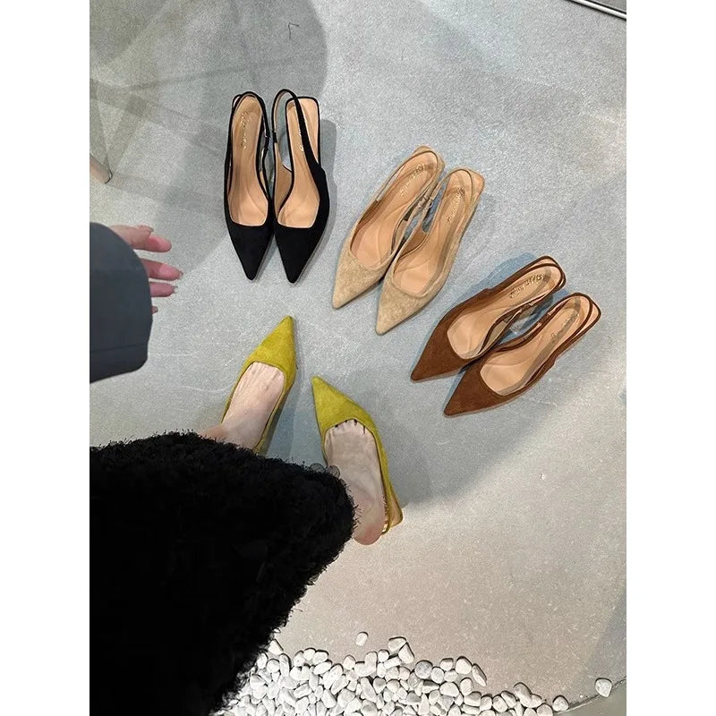 VougeVamp High Heel Slingback Pumps – Elegant Pointed Toe Wedding & Party Shoes