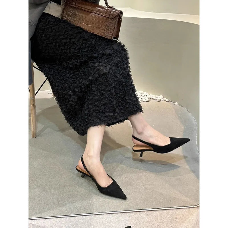 VougeVamp High Heel Slingback Pumps – Elegant Pointed Toe Wedding & Party Shoes