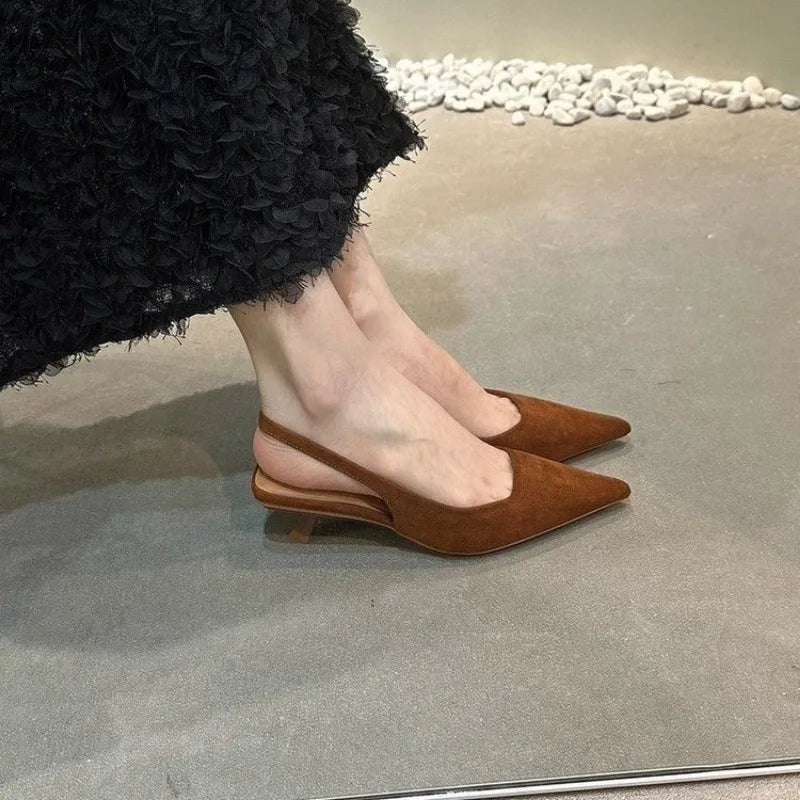 VougeVamp High Heel Slingback Pumps – Elegant Pointed Toe Wedding & Party Shoes