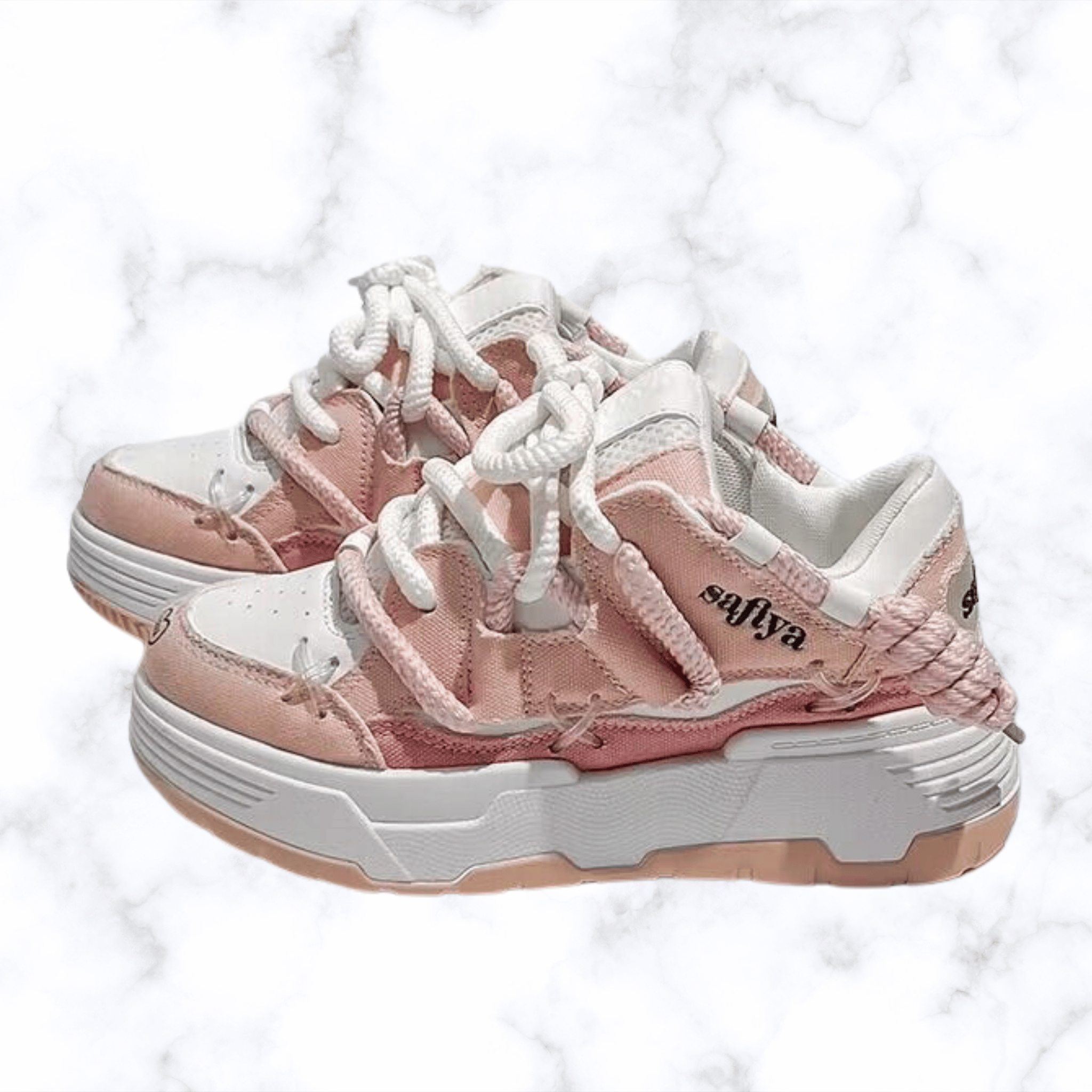 Women's Breathable Lace-Up Leather Mesh Sneakers – Comfortable Outdoor Athletic Shoes