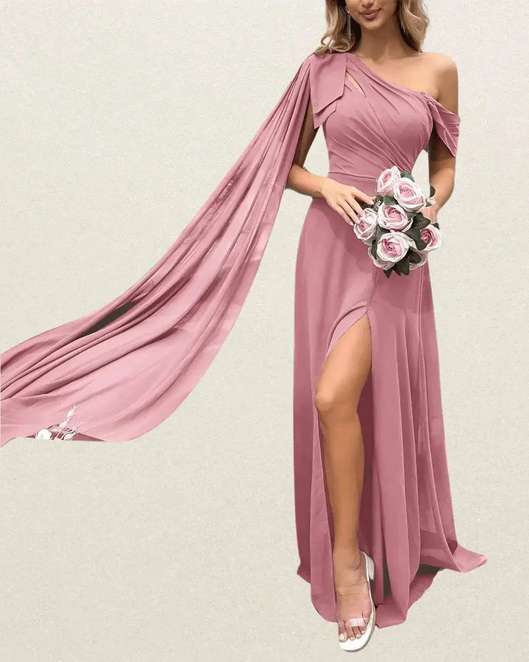 Women's Solid Color Simple Everyday Off-Shoulder Bridesmaid Dress – Elegant & Versatile for Special Occasions - VougeVampUK