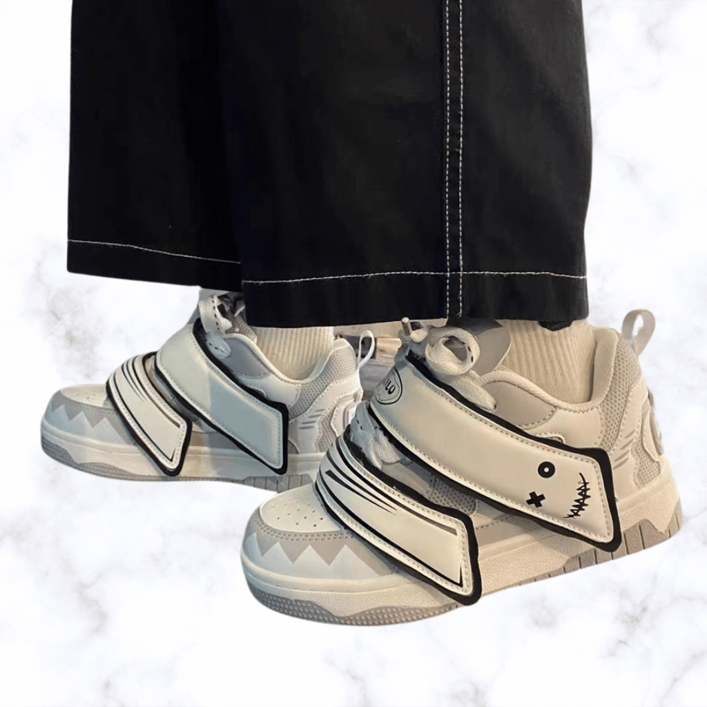 Women's Platform Mesh Sneakers – Hook & Loop, Sports Trendy Autumn Skate Shoes, Luxury Casual Vulcanized Shoes