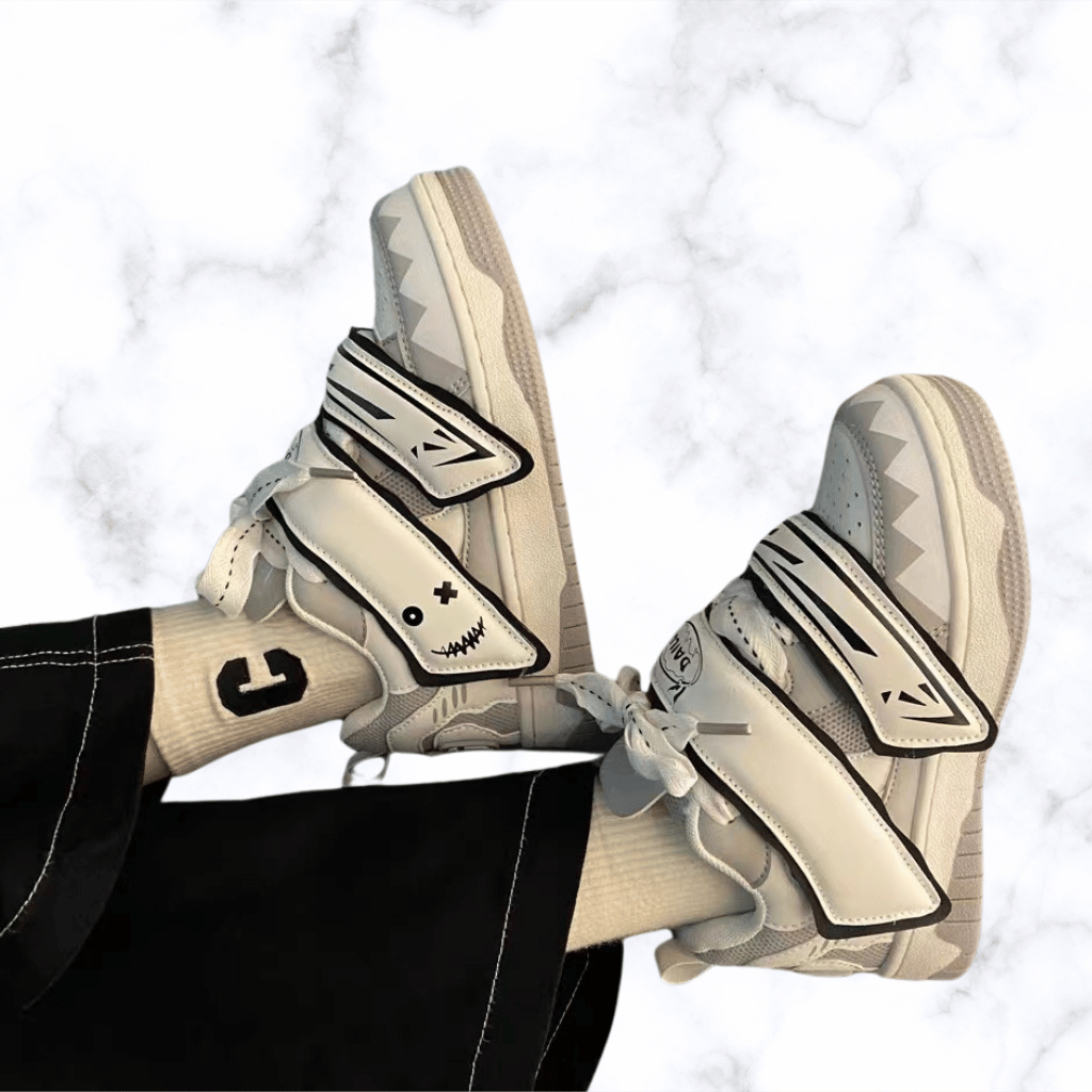 Women's Platform Mesh Sneakers – Hook & Loop, Sports Trendy Autumn Skate Shoes, Luxury Casual Vulcanized Shoes