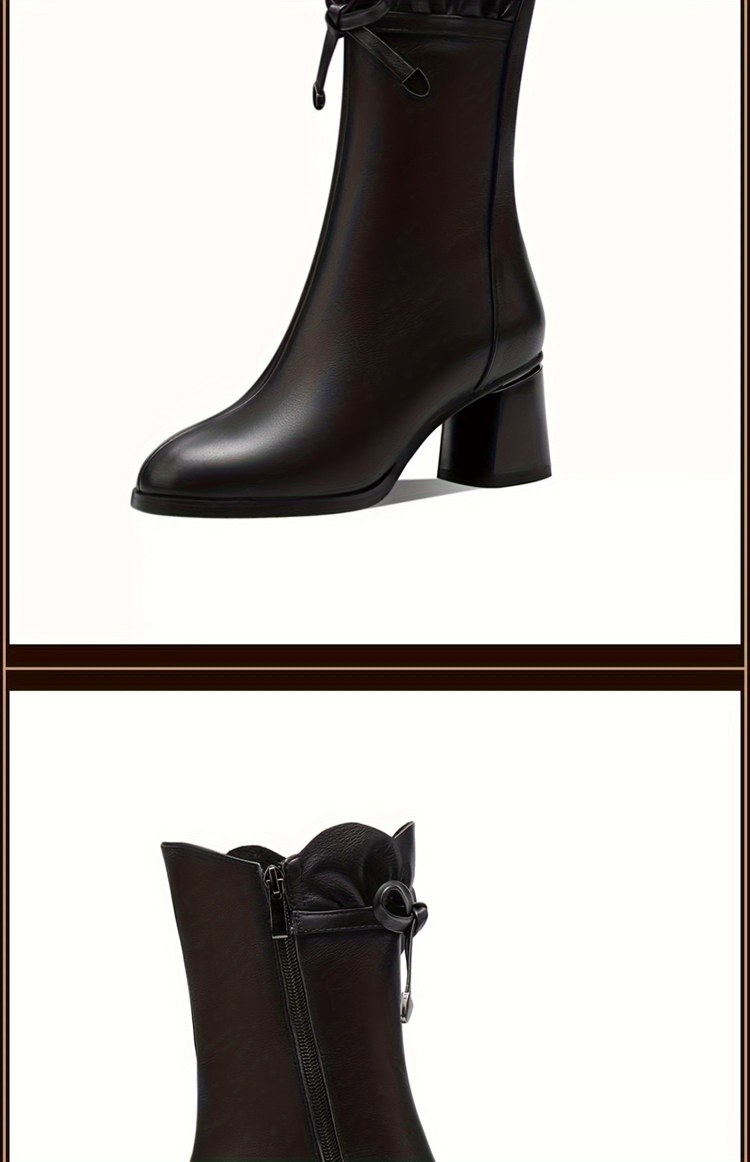 VougeVamp Stylish Mid-Calf Boots – Chic Chunky Heel, Solid Color & Easy Side Zip - VougeVampUK