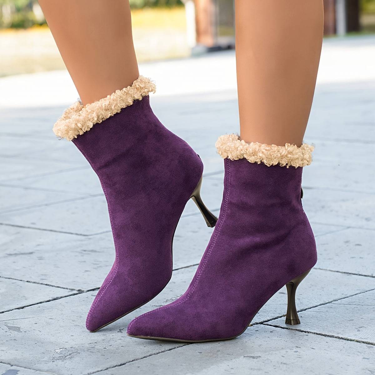 VougeVamp Elegant Ankle Boots – Pointed Toe Stiletto Heel Dress Boots - VougeVampUK